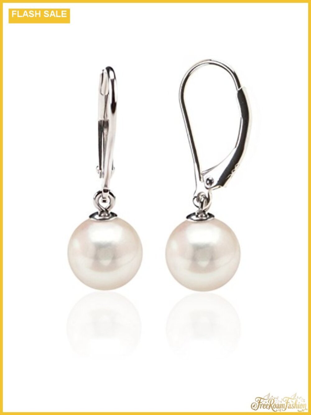 925 Sterling Silver Simulated Shell Pearl Leverback Earrings